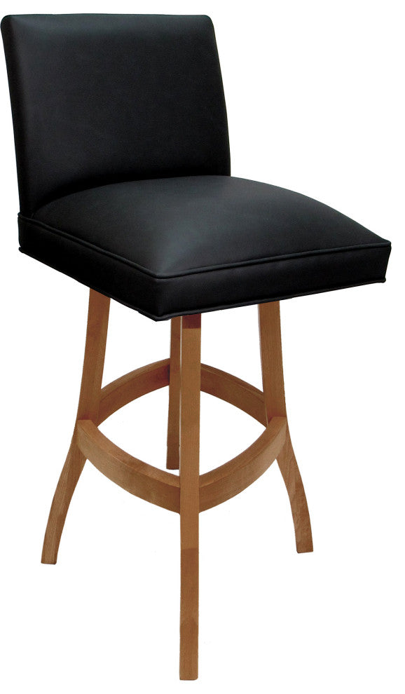 Swivel Wood Counter, Bar or Extra Tall Stool - Sommerville on S-Base, Black Vinyl - Honey, 26"