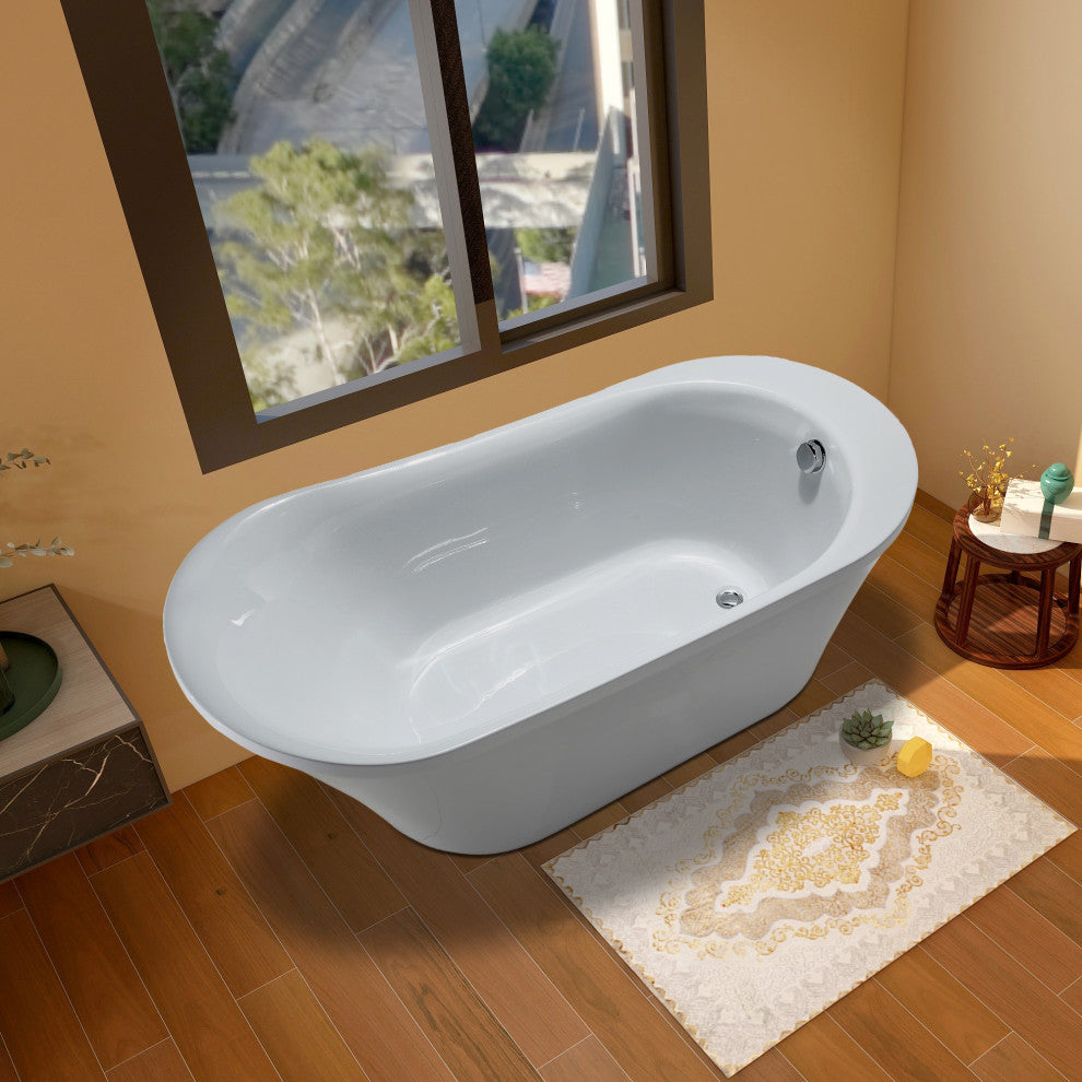 Vanity Art Freestanding Acrylic Soaking Bathtub, 70"