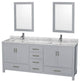 Wyndham WCS141480DGYCMUNSM24 80" Vanity in Gray + Carrera Marble and Square Sin