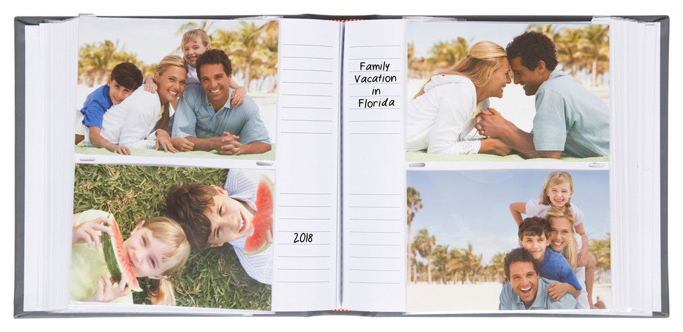 Debossed Faux Leather Photo Album Set, Gray 200 Photos