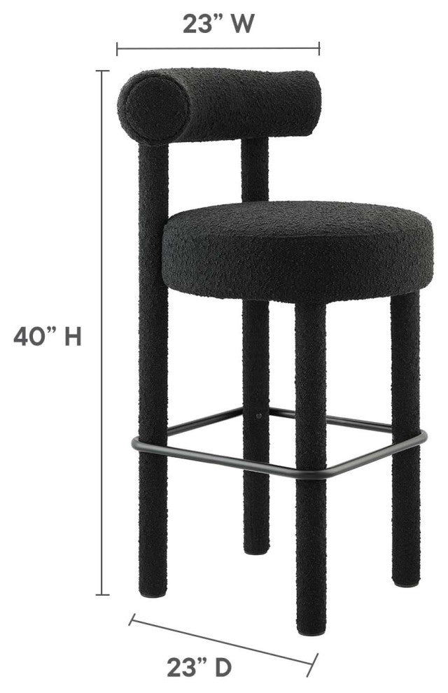 Toulouse Boucle Fabric Bar Stool - Black Black