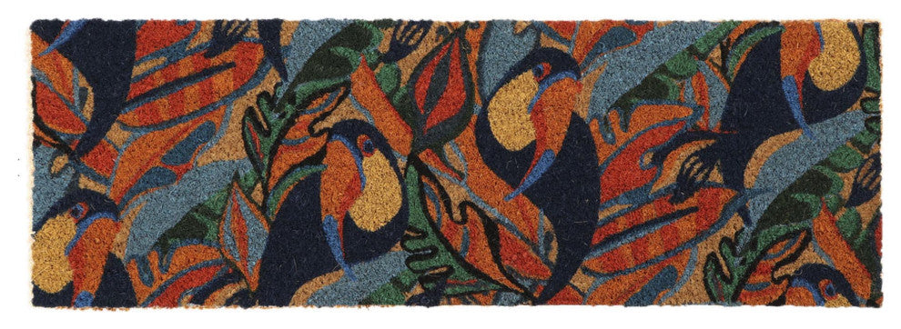 Sheltered Long Front Door Mat Coir Coco Fibers Rug 30x10, Toucans