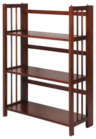 3 Shelf Folding Bookcase, Walnut, Large, 3 Shelf