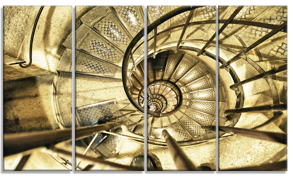 Architectural Detail of Paris in Winter, Abstract Canvas Art, 48"x28", 4 Panels