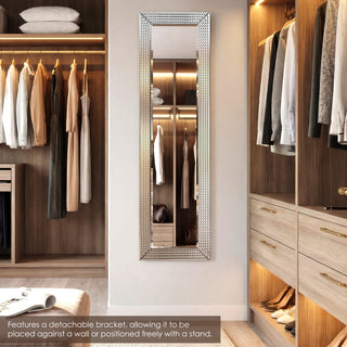 Bling Beveled Cheval Mirror, Full-Length Mirror, Floor Mirror, 64"x18"