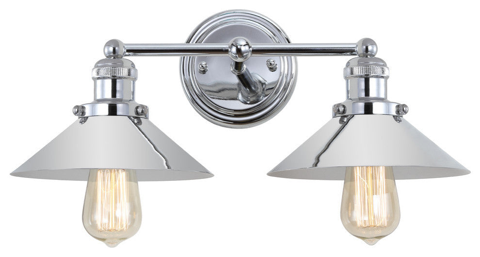 June Metal Shade Sconce, Chrome, 2-Light