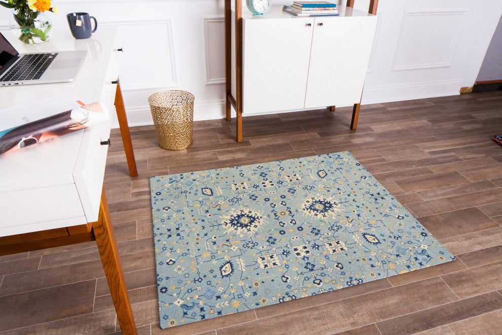 Tabrix Blue and Beige Rug'd Chairmat, 40"x54", .25" Pile Height