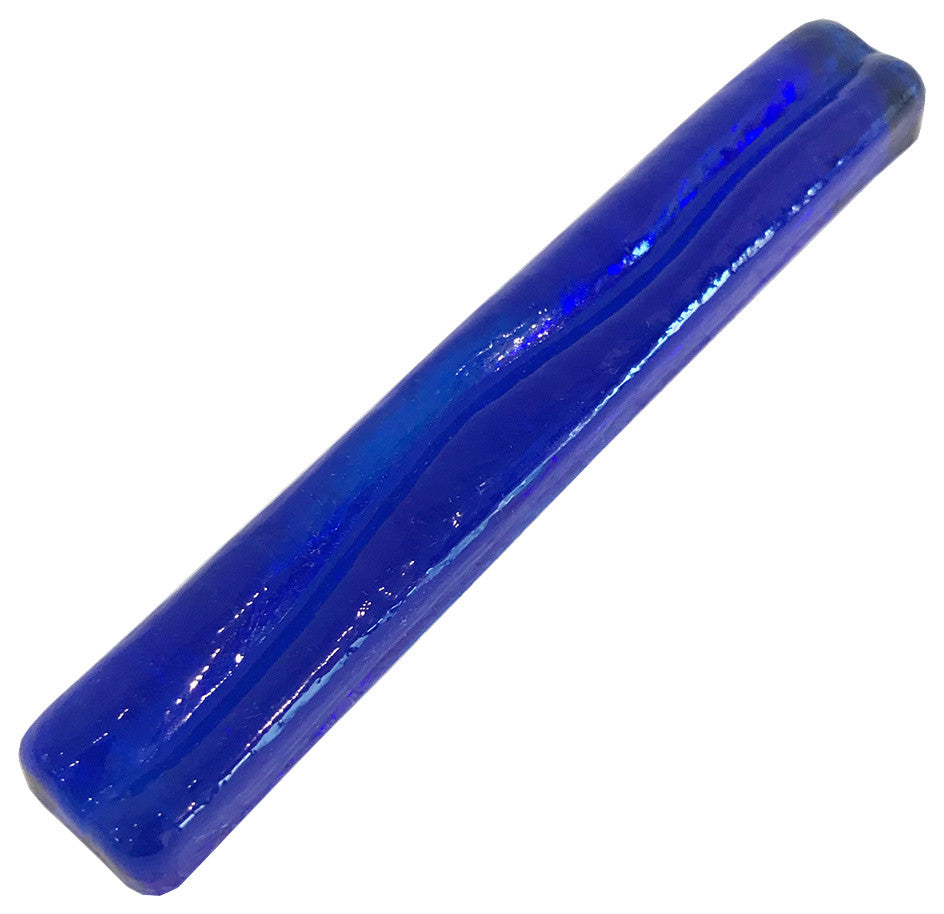 1x6 Wave Hand Poured Glass Tile, Cobalt