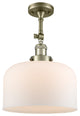 X-Large Bell 1-Light Semi-Flush Mount, Antique Brass, Matte White