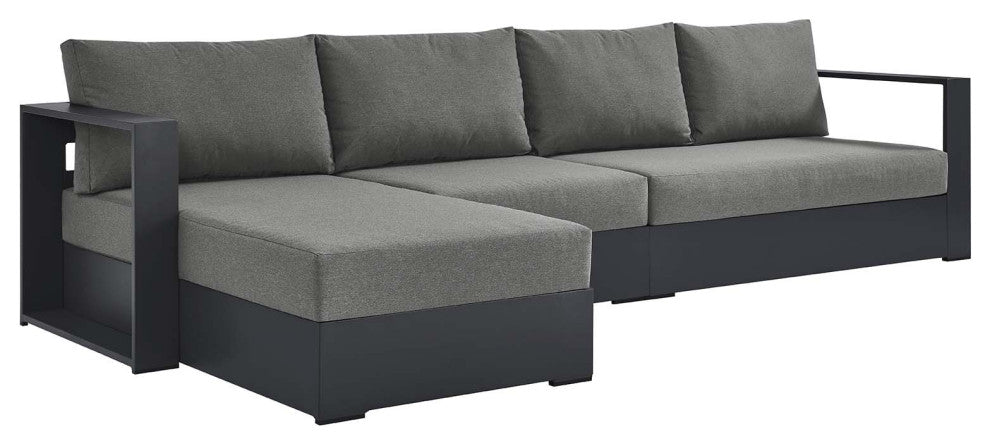 Tahoe Outdoor Patio Powder-Coated Aluminum 3-Piece Left-Facing Chaise Sectional