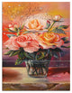 "Roses on Marble Table" Digital Metal Wall Art, 3 Panels, 28"x36"