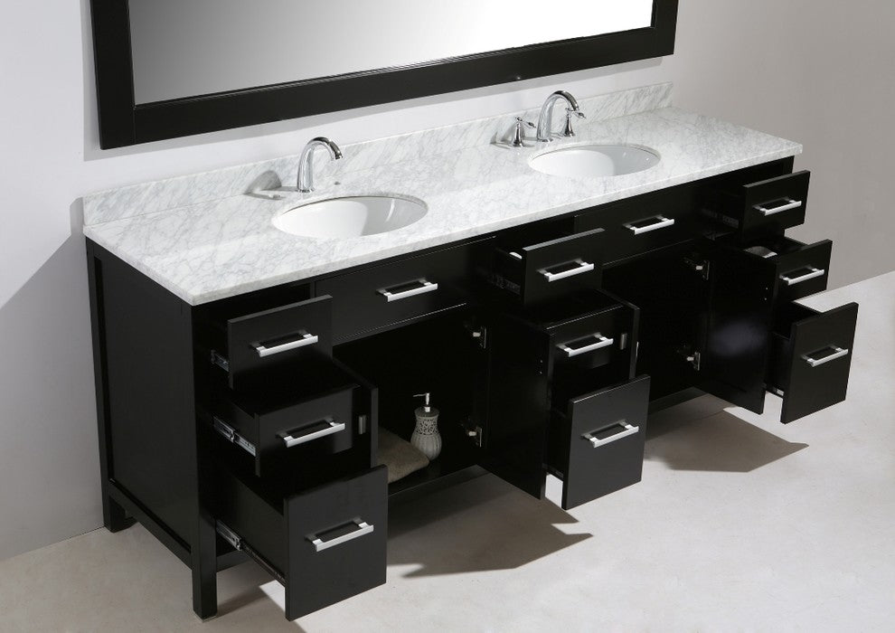 London 84" Double Sink Vanity Set, Espresso Finish