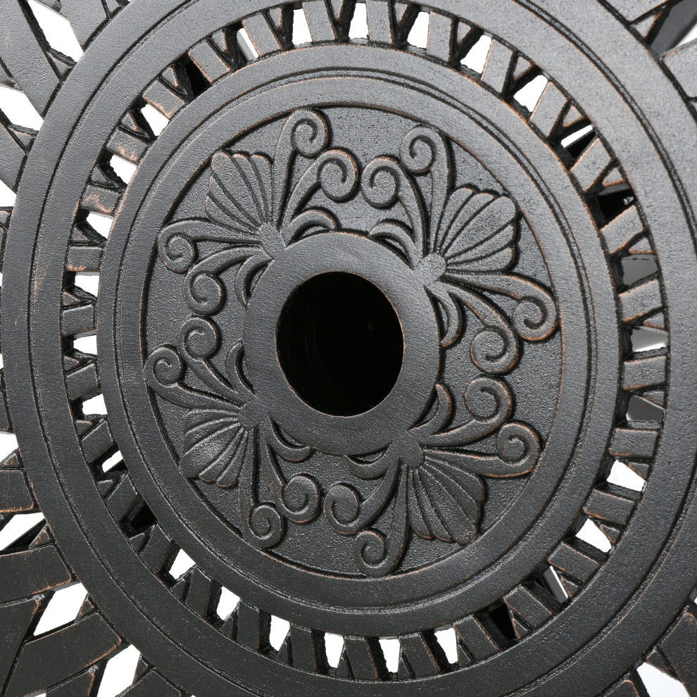 GDF Studio Arianna Outdoor Aluminum Bar Set With Patina Copper Finish, 3 Piece Set