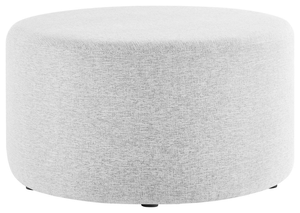 Callum Large 29" Round Woven Heathered Fabric Upholstered Ottoman
