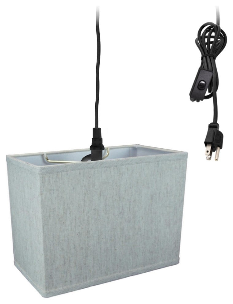 1 Light Swag Plug-In Pendant 6"w Rectangular Textured Oatmeal Shade, 17' Black C