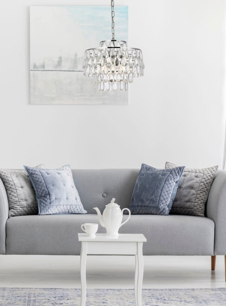 Elegant Lighting 1102D16 Mila 3 Light 16"W Crystal Pendant - Chrome