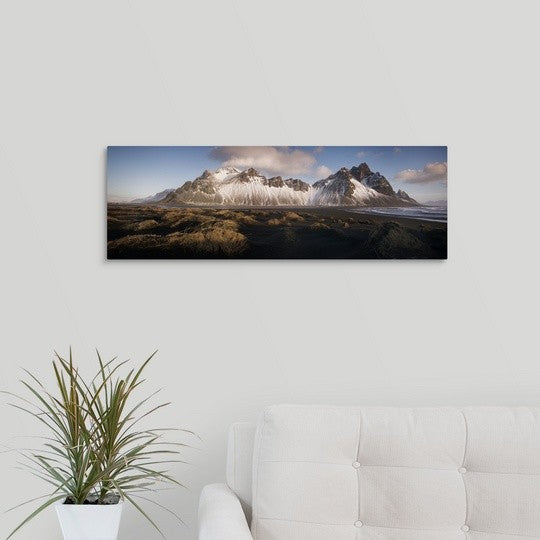"Stokksnes Mountain Panoramic" Wrapped Canvas Art Print, 30"x10"x1.5"