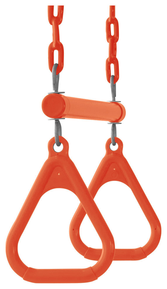 Swingan Trapeze Swing Bar Vinyl Coated Chain Fully Assembled, Orange