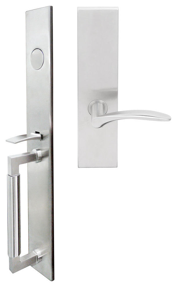 Crest Lever, Mortise Dummy Handleset, Right Hand, Satin Stainless Steel