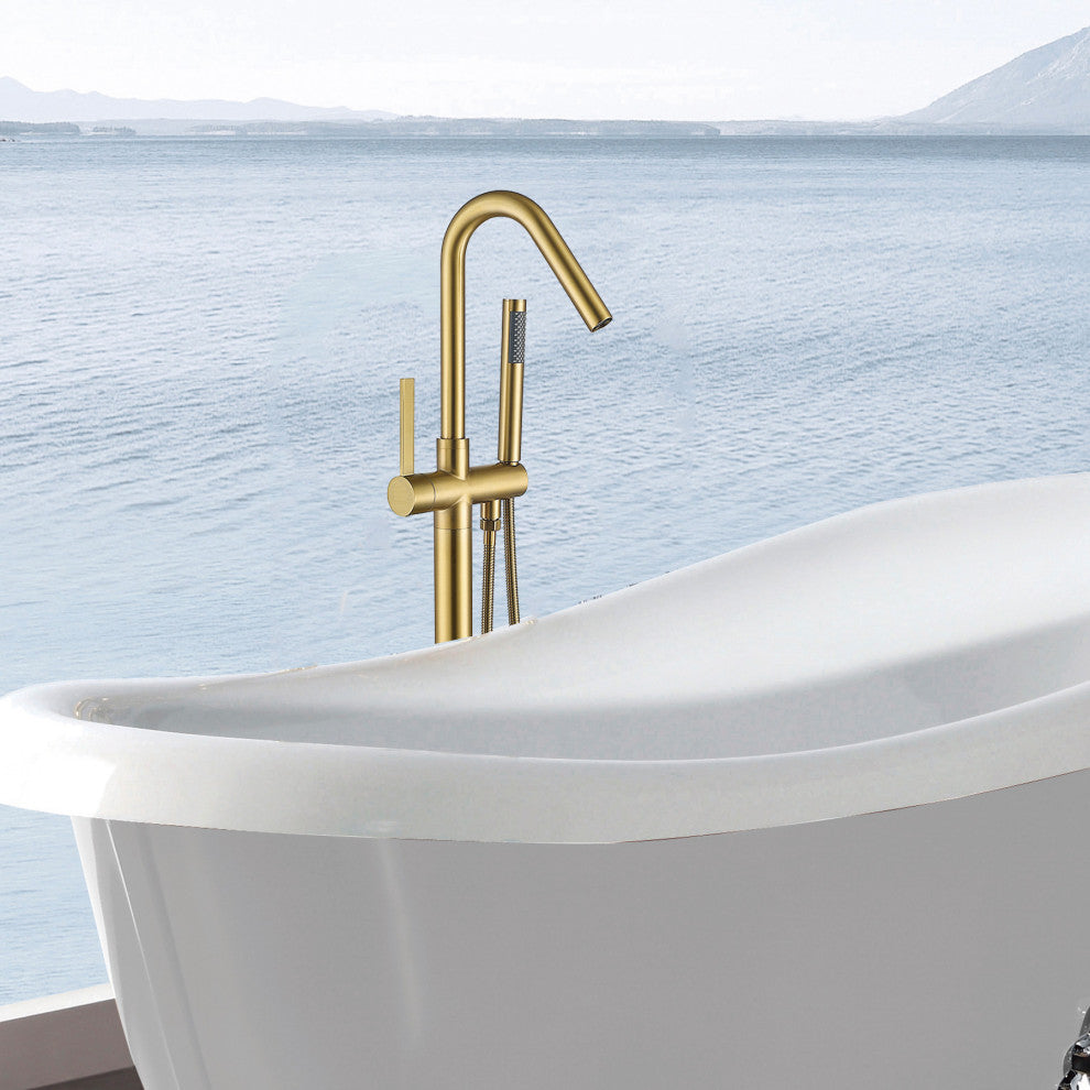 Givingtree Single Handle Floor Mounted Contemporary Tub Faucet,Gold
