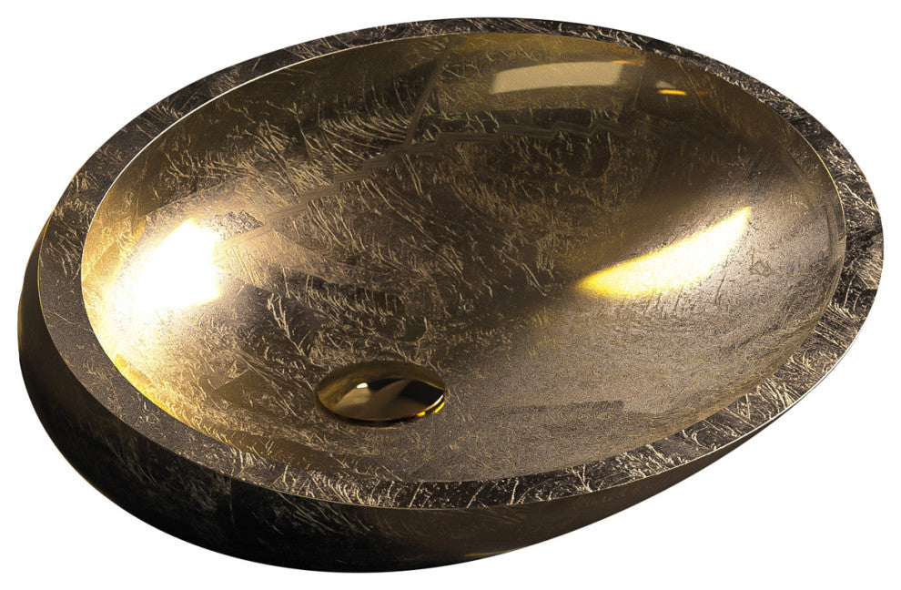 Vetro European Vessel Sink, Gold Leaf