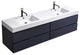 Bliss 72" Double Sink Blue Wall Mount Modern Bathroom Vanity