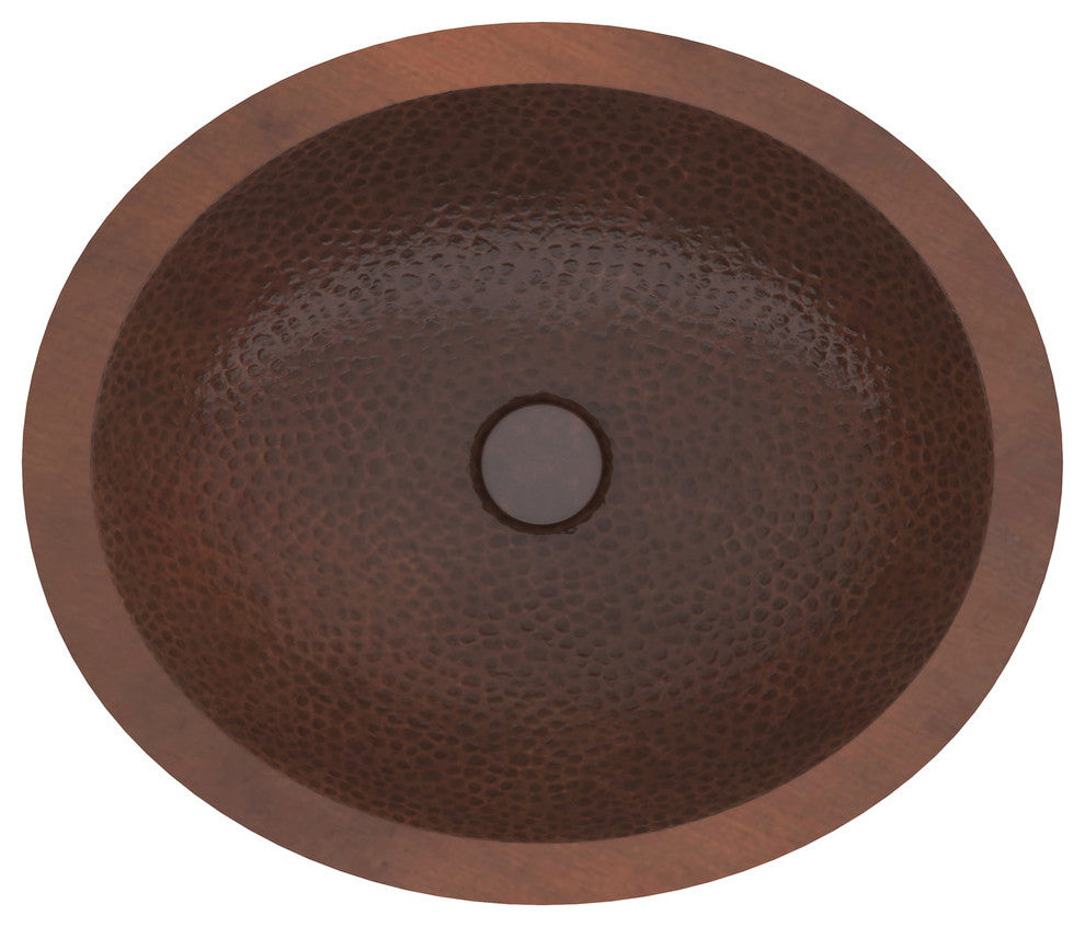 Roma 19" Drop-in Oval Bathroom Sink, Hammered Antique Copper