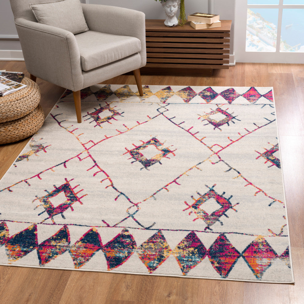 Rug Branch Contemporary Boho  Beige Blue Indoor Area Rug - 9x12