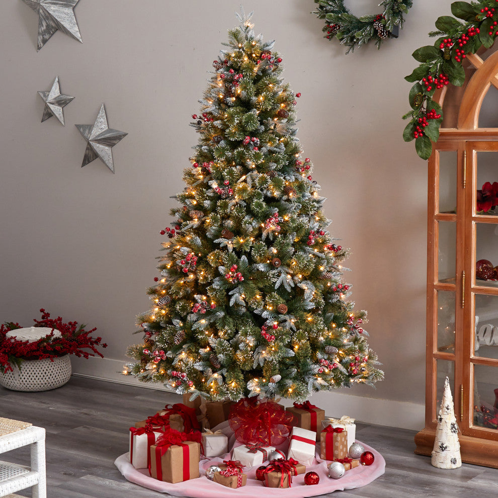 T3032 7.5' Snow Tipped Aspen Spruce Pre-Lit Artificial Christmas Tree