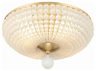 Bella 4-Light Antique Gold Ceiling Mount, Frosted Glass Beads