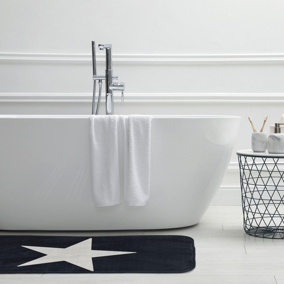 24" x 17" Big Star Bathmat, Shark Blue and White