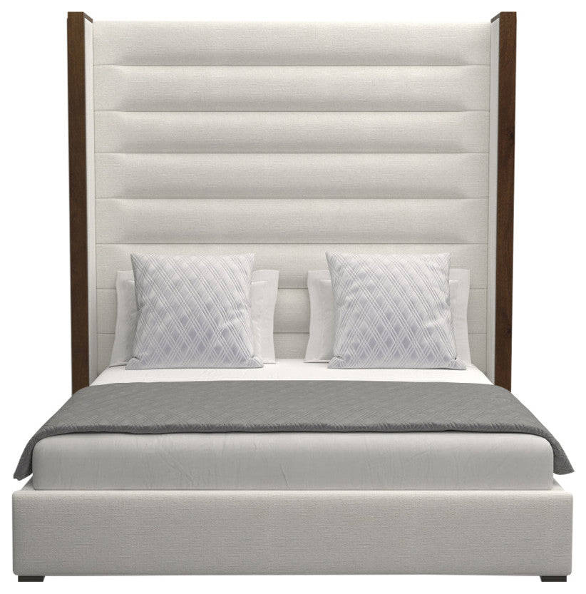 Nativa Interiors Irenne Horizontal Channel Bed, Off White, Ca King, High 87"