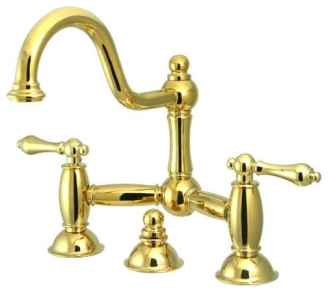 Kingston Brass Bridge Bathroom Faucet, Polished Brass