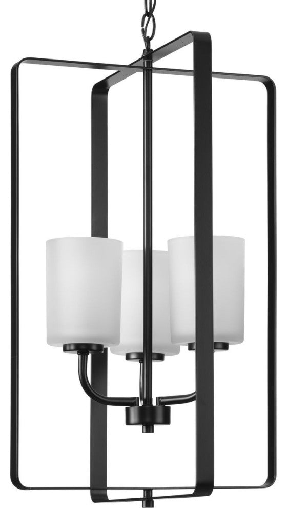 League Collection 3-Light Modern Farmhouse Foyer Chandelier, Matte Black