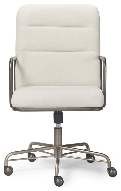 Office Chair, Metal Frame With Caster Wheels & Adjustable Height, Cream White