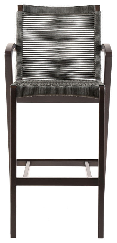 Brielle Outdoor Dark Eucalyptus Wood and Gray Rope Counter and Bar height Stool