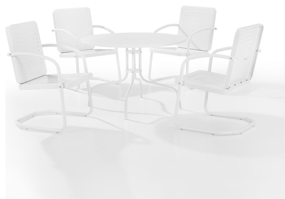 Bates 5-Piece Outdoor Dining Set, White Gloss