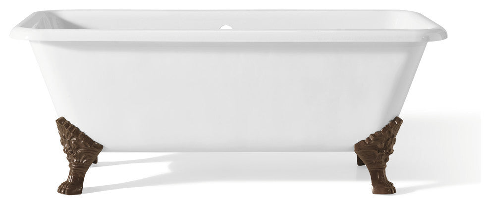Cheviot Products Spencer Cast Iron Bathtub, White, Antique Bronze