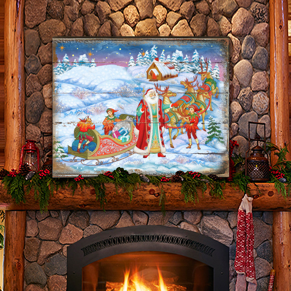 Vintage Gift Giver Santa Wooden Wall Art, Medium, 18"x12"