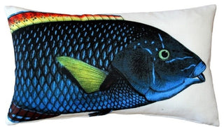 Pillow Decor - Blue Wrasse Fish Pillow 12 x 20