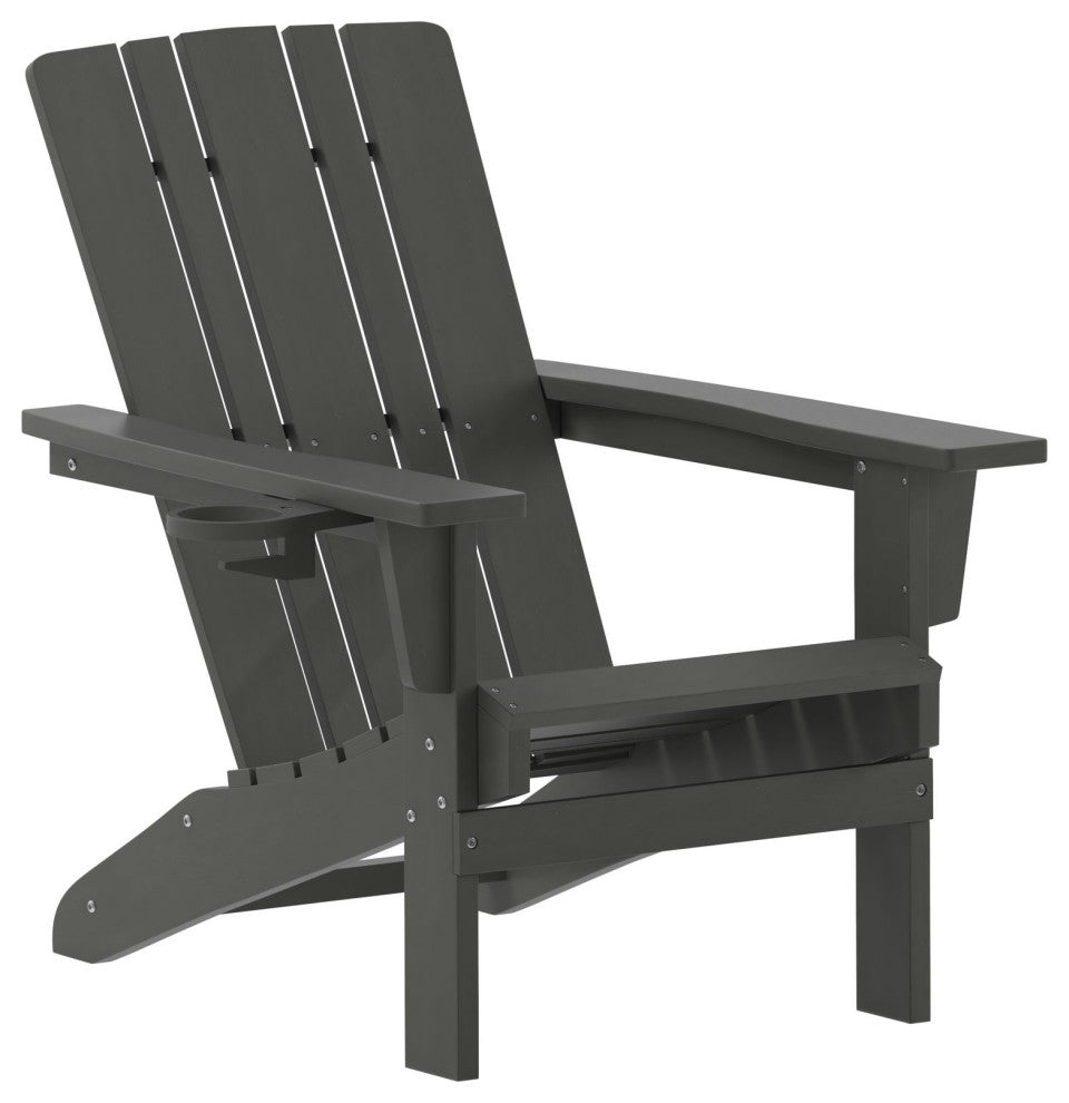 Halifax Weather Resistant Adirondack Chair with Cup Holder, Gray