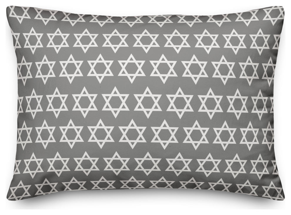 Gray Star of David Pattern 14"x20" Throw Pillow Cover