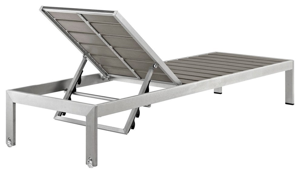 Modern Contemporary Urban Outdoor Patio Chaise Lounge Chair, Gray Gray, Aluminum