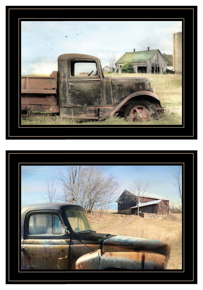 "Vintage Farm Trucks" 2-Piece Vignette by Lori Deiter, Black Frame