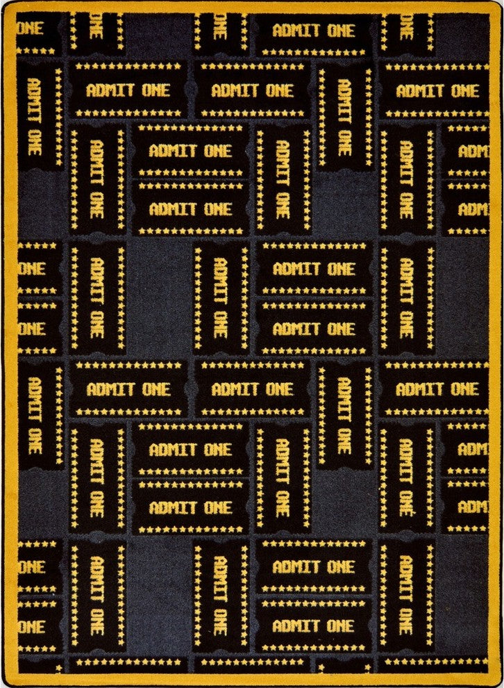 Any Day Matinee Rug, Admit One, Black, 7'8"x10'9"