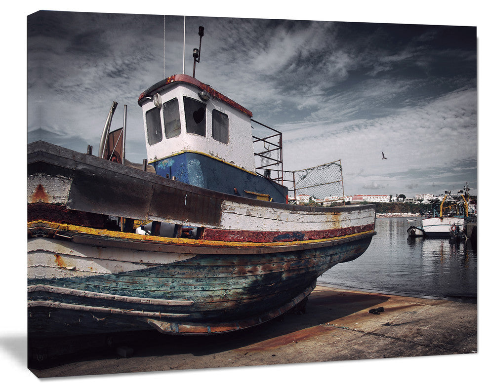 Old Fishing Boat, Boat Canvas Art Print, 20"x12"