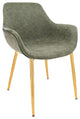 LeisureMod Markley Modern Leather Dining Armchair With Gold Legs, Olive Green