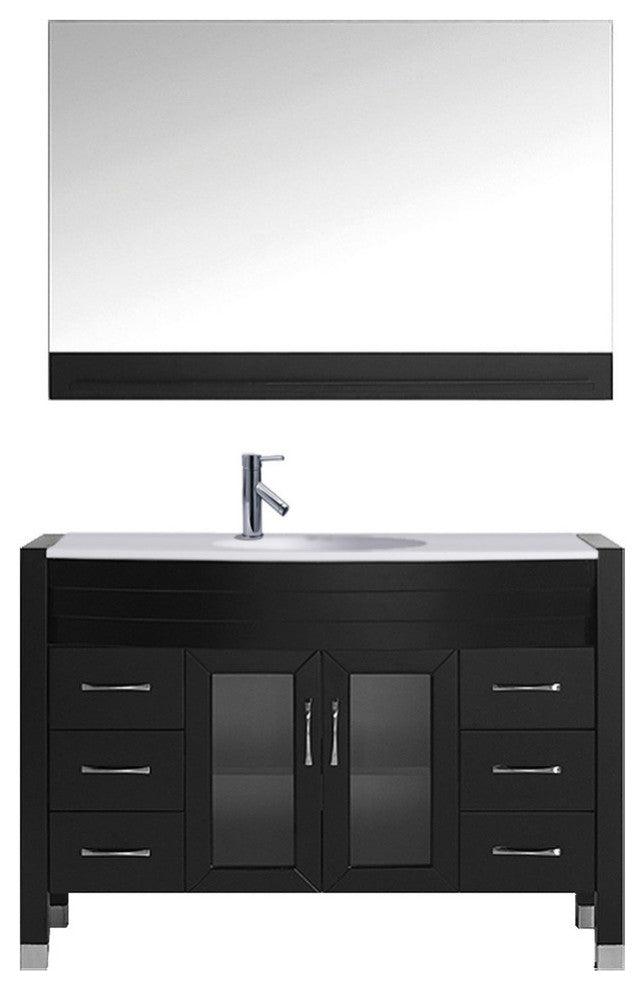 Virtu Ava 48" Single Bathroom Vanity, Espresso With Faucet and Mirror