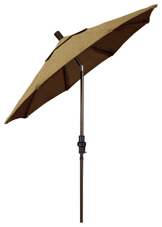 7.5' Bronze Collar Tilt Lift Fiberglass Rib Aluminum Umbrella, Sunbrella, Linen Sesame