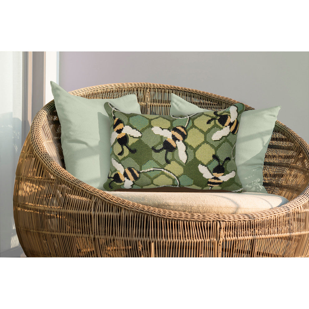 Marina Bee Free Indoor/Outdoor Pillow Green 12"x18"